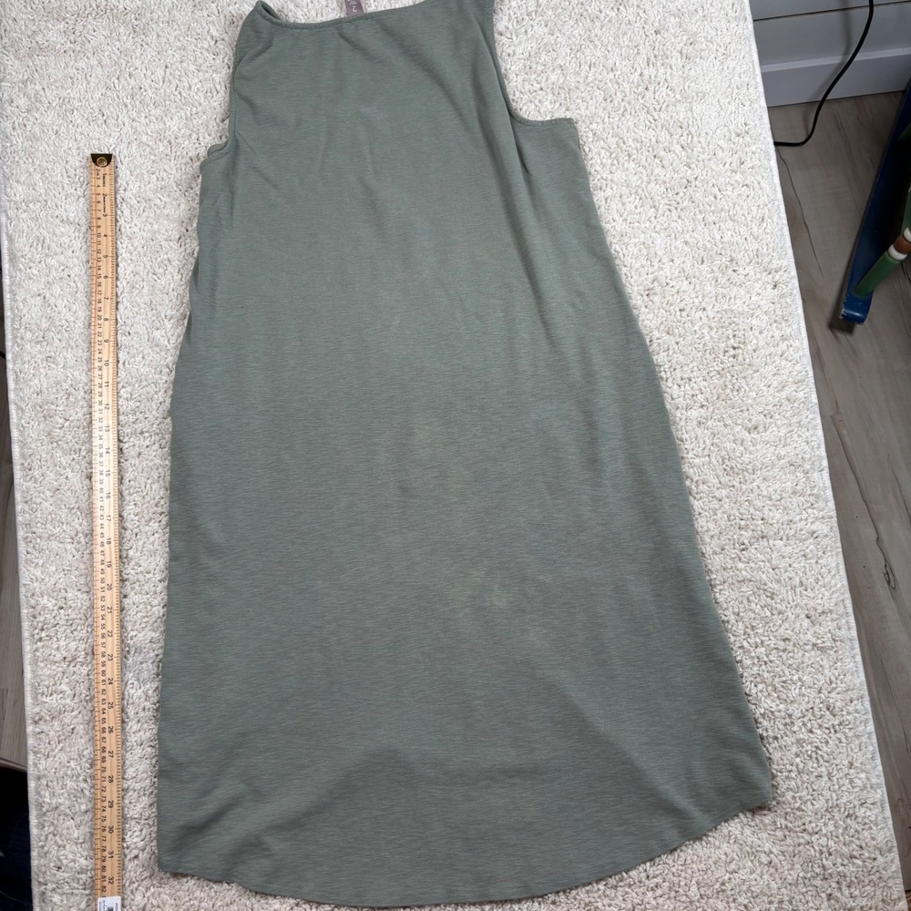 Chico's Tank Dress Women Size 2 Sage Green Excellent Sleeveless High-Low Slub